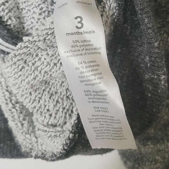 Carter's Grey Hooded Zip Up Size 3 Months - Picture 2 of 4